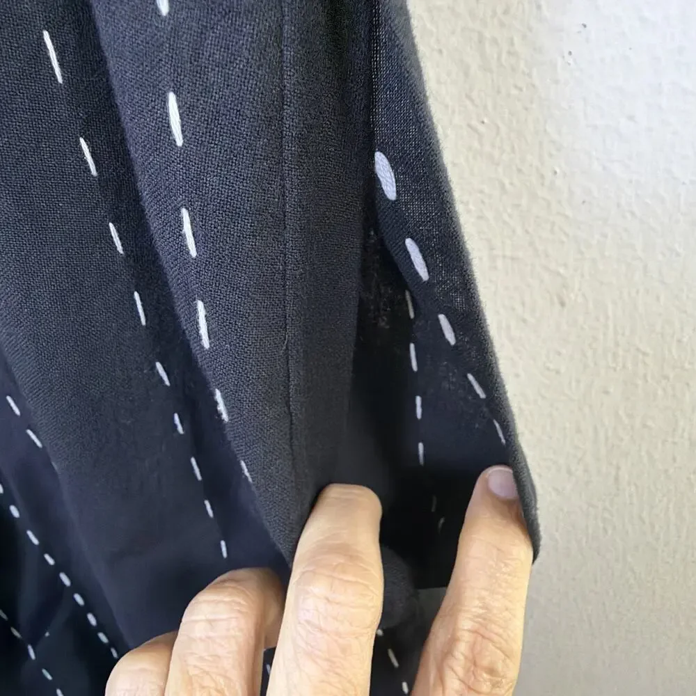 J. Jill XL Pure Embroidered Maxi Dress black white pinstriped bohemian classic - Picture 7 of 14